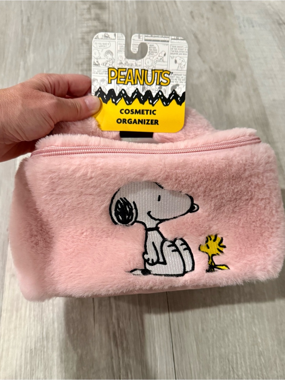 Peanuts Snoopy and Woodstock Plush Pink Cosmetic Organizer
